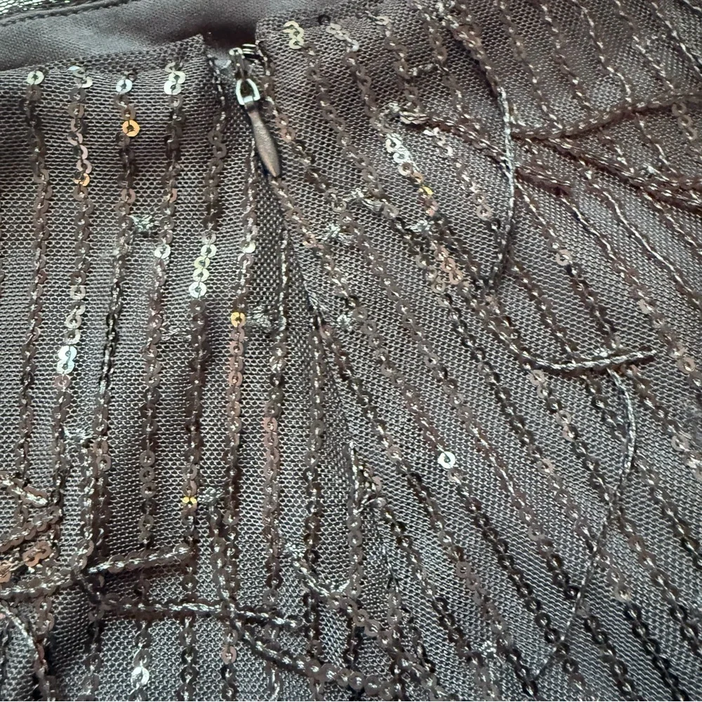 Avec Les Filles Black sequined Fringe mini Skirt NWT XS